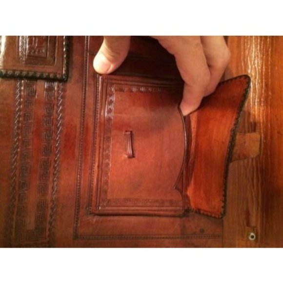 Vintage Bohemian Floral Etched Large Leather Clutch Bag - Picture 8 of 11